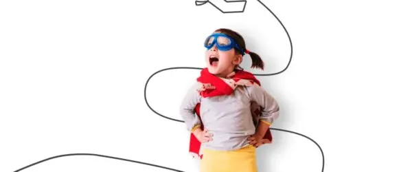 Education.com illustration of a child pretending to fly