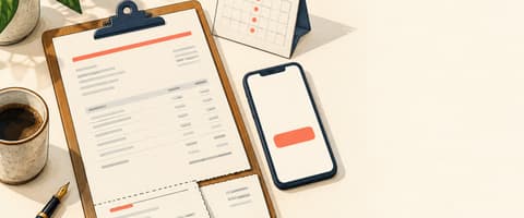 Paper invoice on a clipboard with a torn-off payment stub, a phone showing a pay button and a desk calendar with recurring dates marked