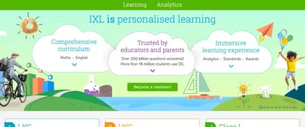 IXL homepage highlighting personalized learning