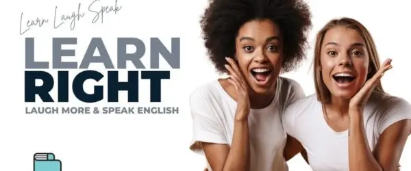 Learn Laugh Speak banner with two smiling learners