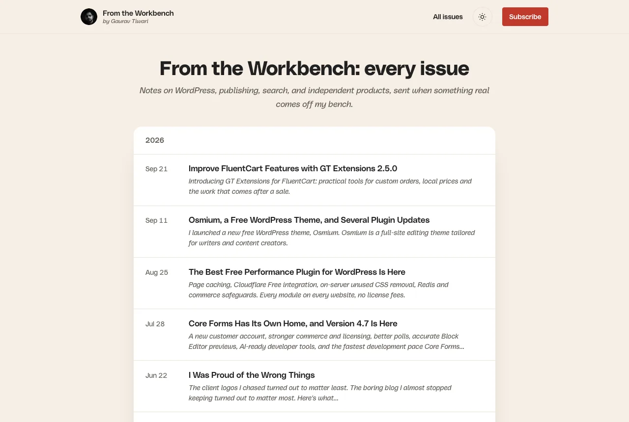 The MailerHive issue archive grouped by year