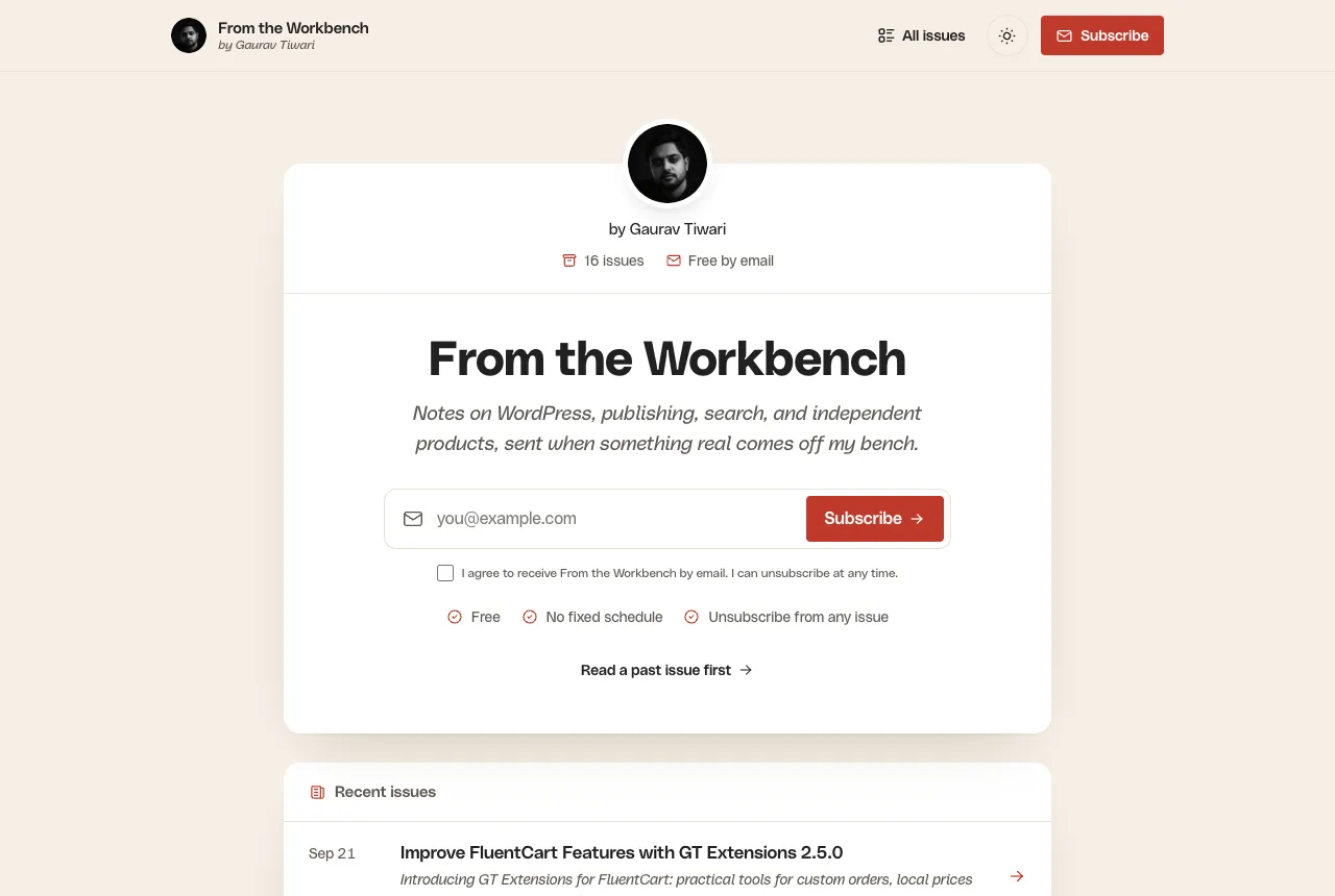 The MailerHive newsletter page with the signup card