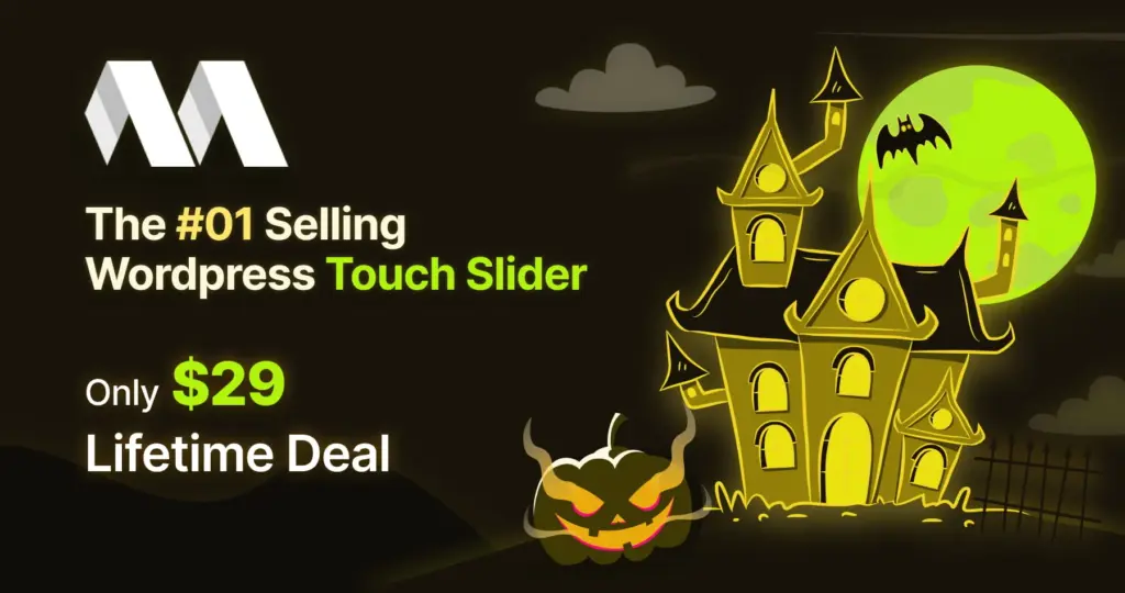Master Slider Halloween sale banner: WordPress touch slider, $29 lifetime deal