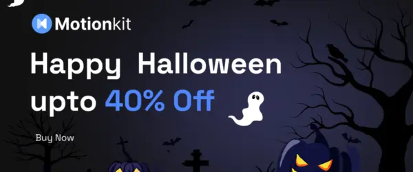 MotionKit Halloween sale banner: up to 40% off