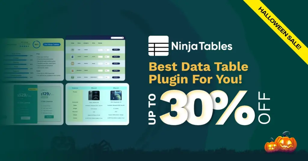 Ninja Tables Pro Halloween sale banner