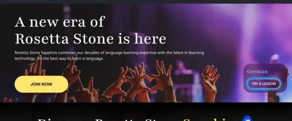 Rosetta Stone homepage announcing Rosetta Stone Sapphire