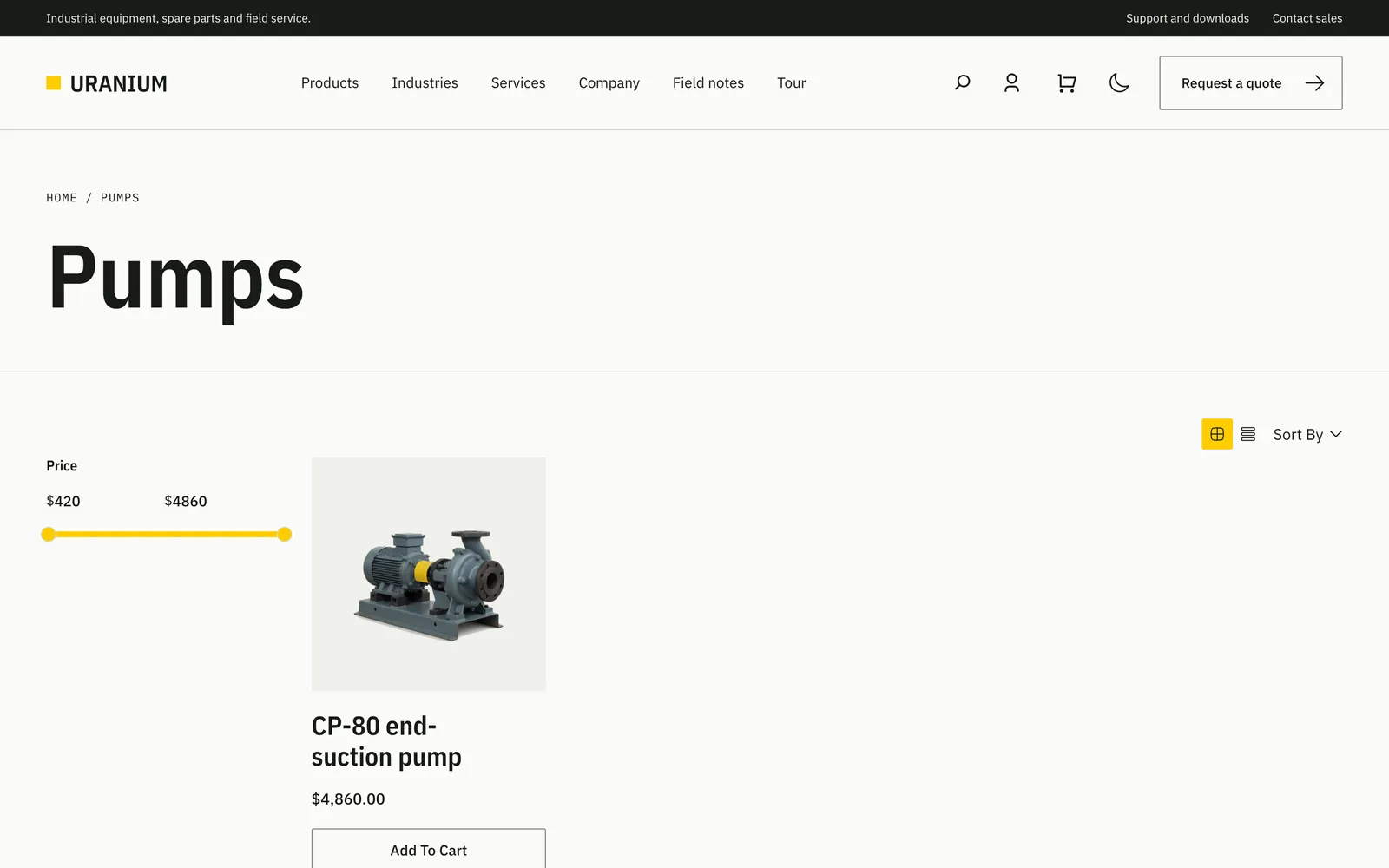 Uranium FluentCart category page for pumps
