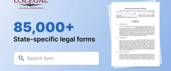 US Legal Forms banner with a form search box and sample documents