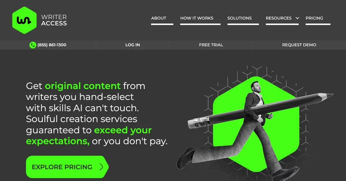WriterAccess homepage for hiring writers and content creators