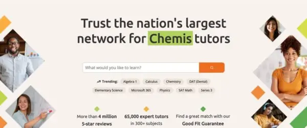 Wyzant homepage with a tutor search box