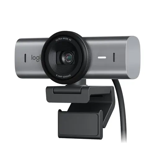 Logitech MX Brio Ultra HD 4K Webcam, 1080p at 60fps, Dual Noise Reducing Mics, Show Mode, USB-C