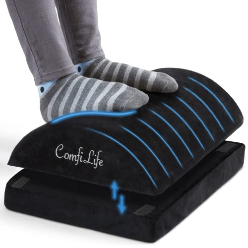 ComfiLife Ergonomic Under Desk Foot Rest, Adjustable Height Memory Foam