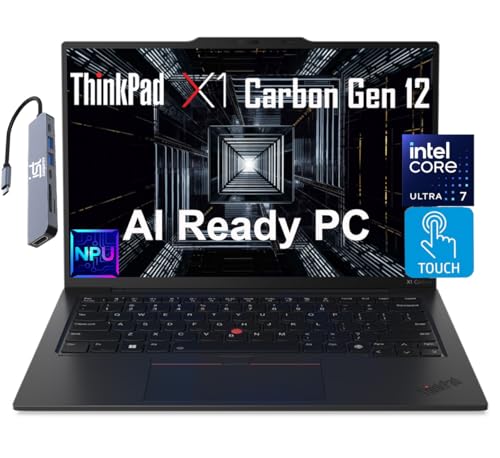 Lenovo Gen 12 ThinkPad X1 Carbon Laptop (14" FHD+ Touchscreen, Intel Core Ultra 7 165U vPro, 32GB LPDDR5x-6400MHz,...