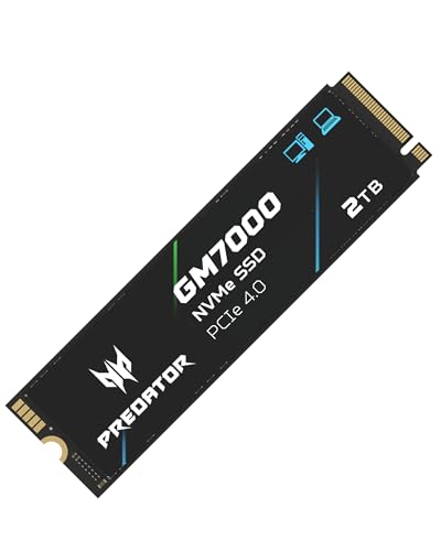 Predator M.2 SSD 2TB GM7000 with DRAM Cache NVMe 1.4 2280 PCIe Gen4×4 Ultra high Speed  Maximum Read  7400MB/s max Write  6700MB/s  3D NAND TLC Internal SSD Compatible with PS5 Pro - BL.9BWWR.106