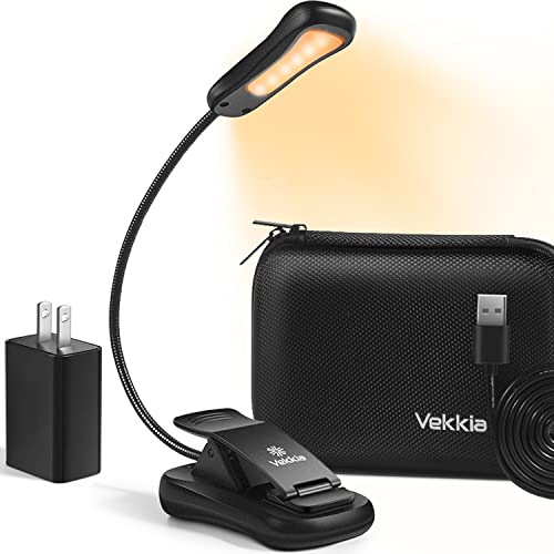 Vekkia Clip-On Book Light Set with Travel Case, 60-Hour Battery and 3 Brightness Levels