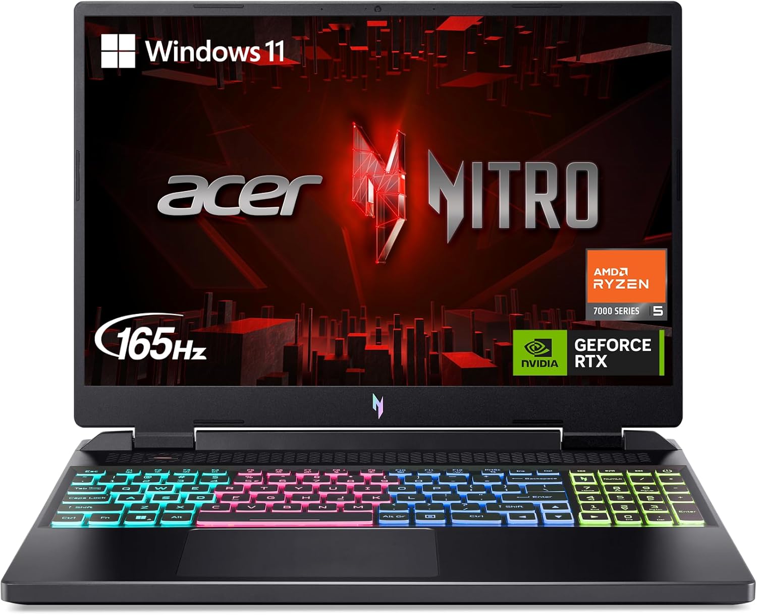 Acer Nitro 16 Gaming Laptop | AMD Ryzen 5 7640HS Hexa-Core CPU | NVIDIA GeForce RTX 4050 Laptop GPU | 16  WUXGA 165Hz IPS Display | 8GB DDR5 | 512GB Gen 4 SSD | WiFi 6E | RGB Backlit KB | AN16-41-R148 R5 7640HS / RTX4050 16 inch WUXGA 8GB / 512GB