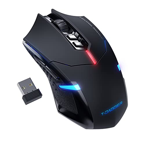 T-DAGGER Wireless Gaming Mouse: USB Cordless, LED Backlit, Ergonomic, 7 Silent Buttons, 5 Adjustable DPI, Plug and Play