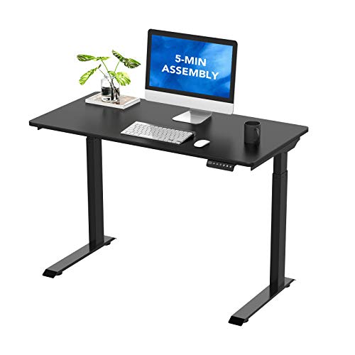 FlexiSpot Essential Standing Desk Quick Install 48 x 24 Inches Whole-Piece Desk Board Electric Height Adjustable Desk with Memory Controller Black Frame + 48  Black Top