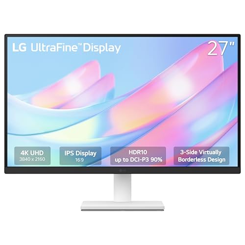 LG 27US500-W Ultrafine Monitor 27-Inch 4K UHD (3840x2160) HDR10 IPS Borderless Design Reader Mode Flicker Safe...