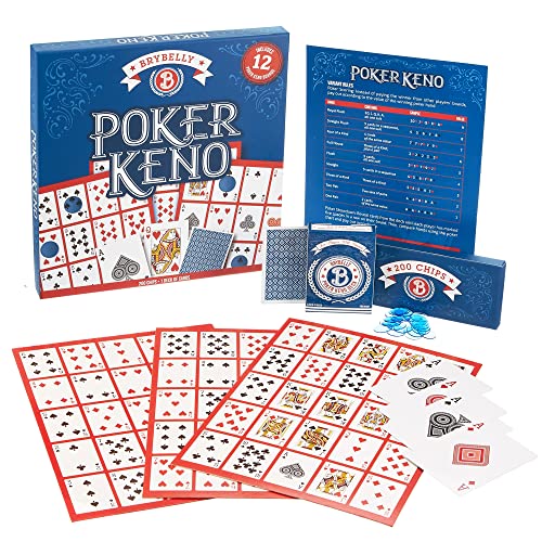 Brybelly Poker Keno Game Set with Cards, 12 Boards, and 200 Bingo Chips