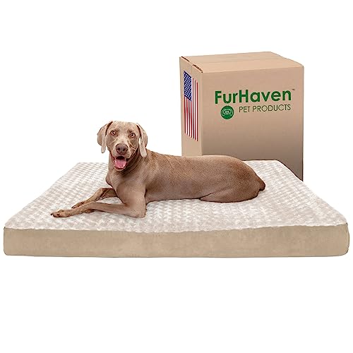 Furhaven Cooling Gel Dog Bed for Large Dogs w/ Removable Washable Cover, For Dogs Up to 125 lbs - Ultra Plush Faux...