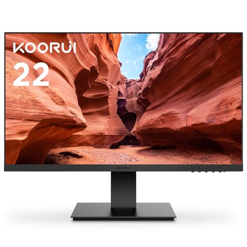 KOORUI 22 Inch Computer Monitor, FHD 1080P Desktop Display, 75HZ Ultra Thin Bezel/Eye Care/Ergonomic Tilt, HDMI VGA...