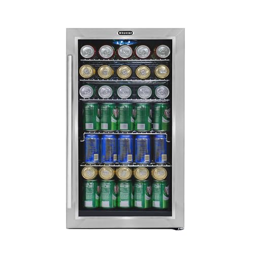 Whynter 120-Can Beverage Refrigerator with Glass Door, 3.1 Cu Ft Freestanding Drink Mini Fridge, BR-130SB, Stainless...