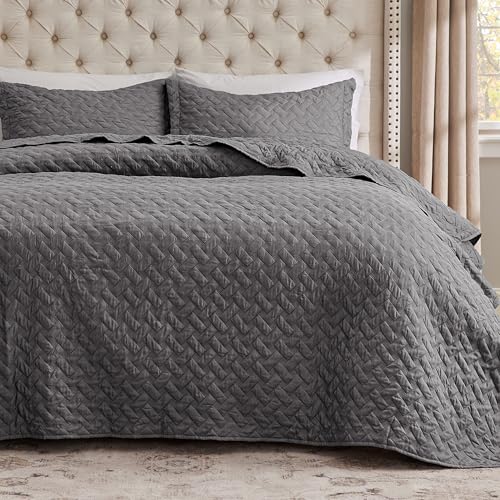 Bedsure Queen Quilt Bedding Set - Lightweight Summer Quilt Full/Queen - Grey Bedspreads Queen Size - Bedding...