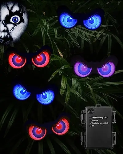 Sewawe Halloween Glowing and Flashing LED Eye Lights, 5 Pack